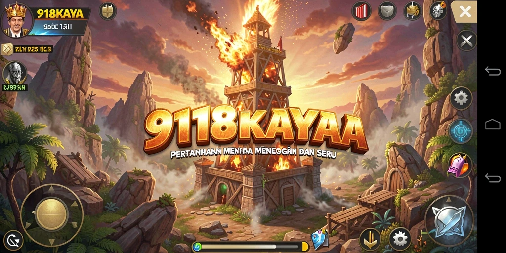 Tampilan gameplay seru dari 918KAYA yang menampilkan pertahanan menara.