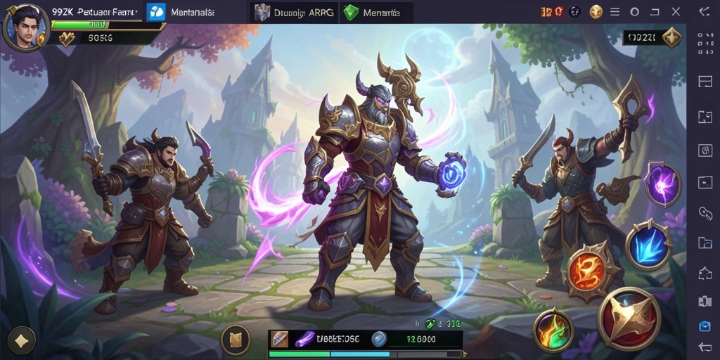 Screenshot gameplay 99ZK menunjukkan aksi seru dalam pertarungan ARPG.