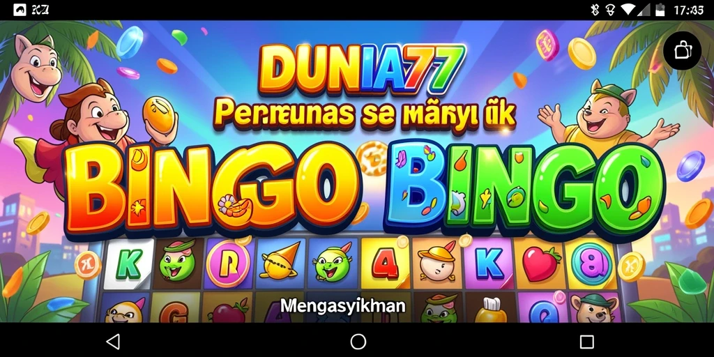 Screenshot DUNIA77 menampilkan gameplay Bingo yang seru.