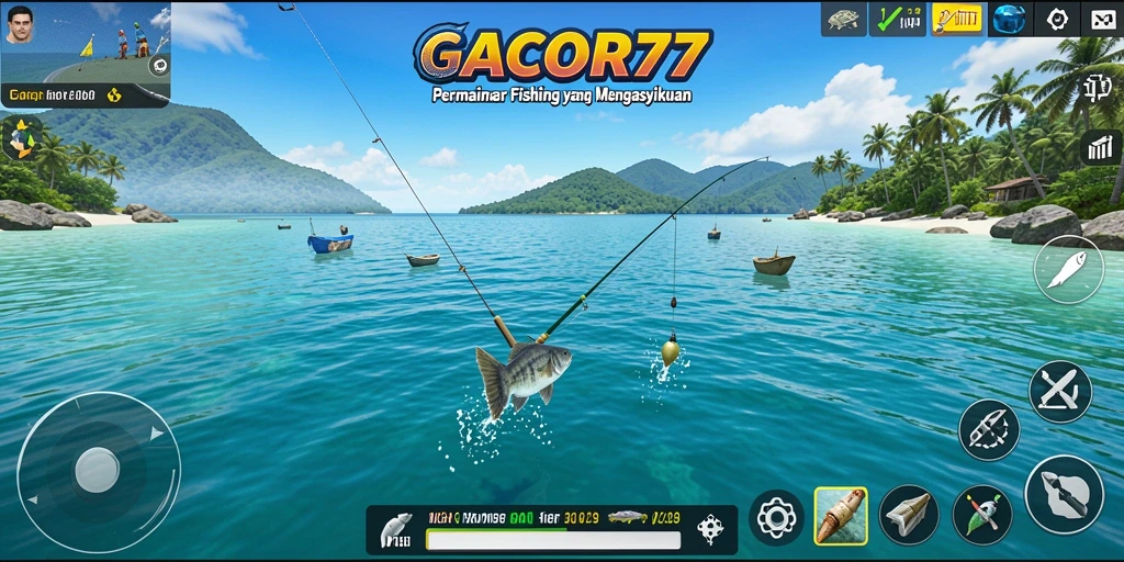 Tampilan gameplay GACOR77 dengan aktivitas memancing yang menarik.