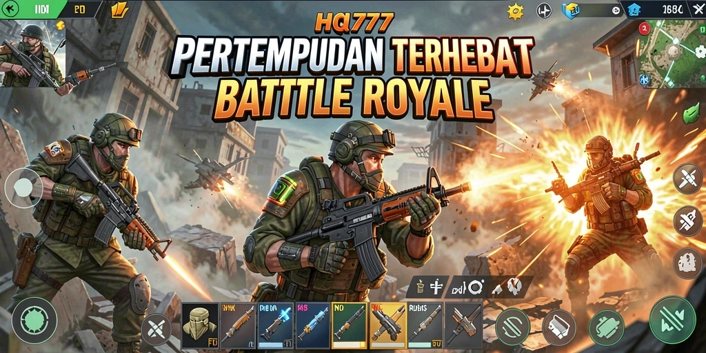 Gameplay Battle Royale seru dan mendebarkan di HQ777.
