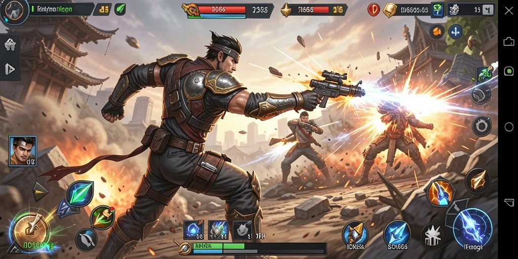 Tampilan screenshot ID66 dengan karakter bertarung dalam aksi.