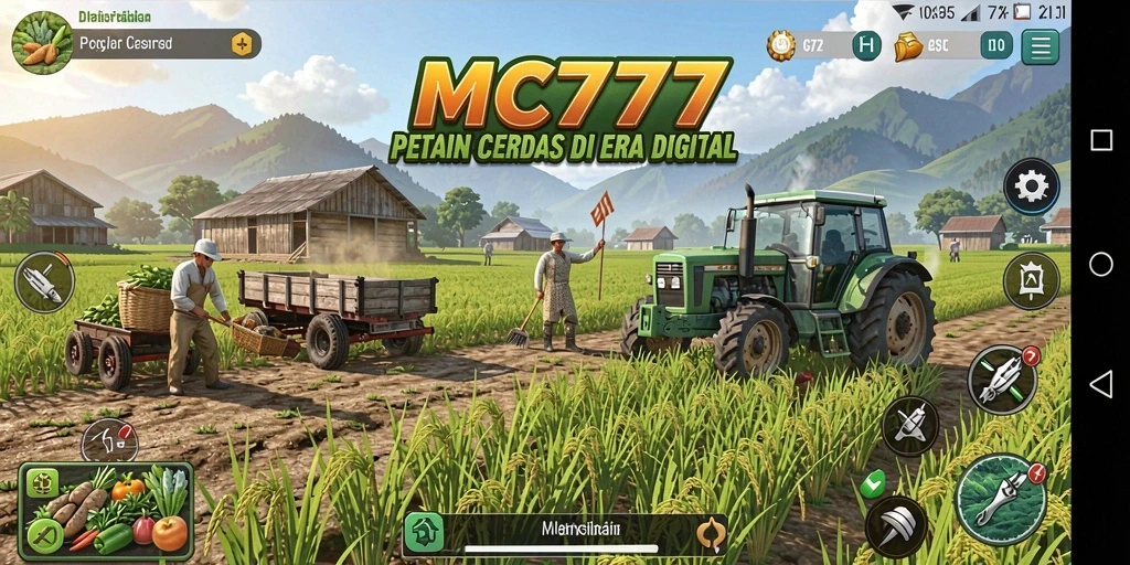 Tampilan gameplay MC777 yang menarik dengan pertanian yang subur.