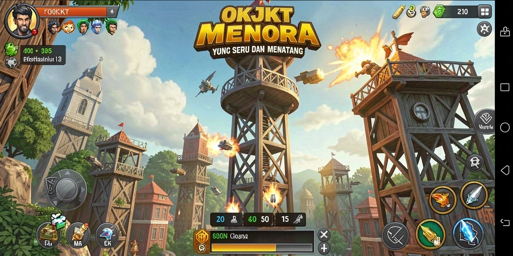 Gameplay seru OKJKT dalam pertahanan menara yang menarik.