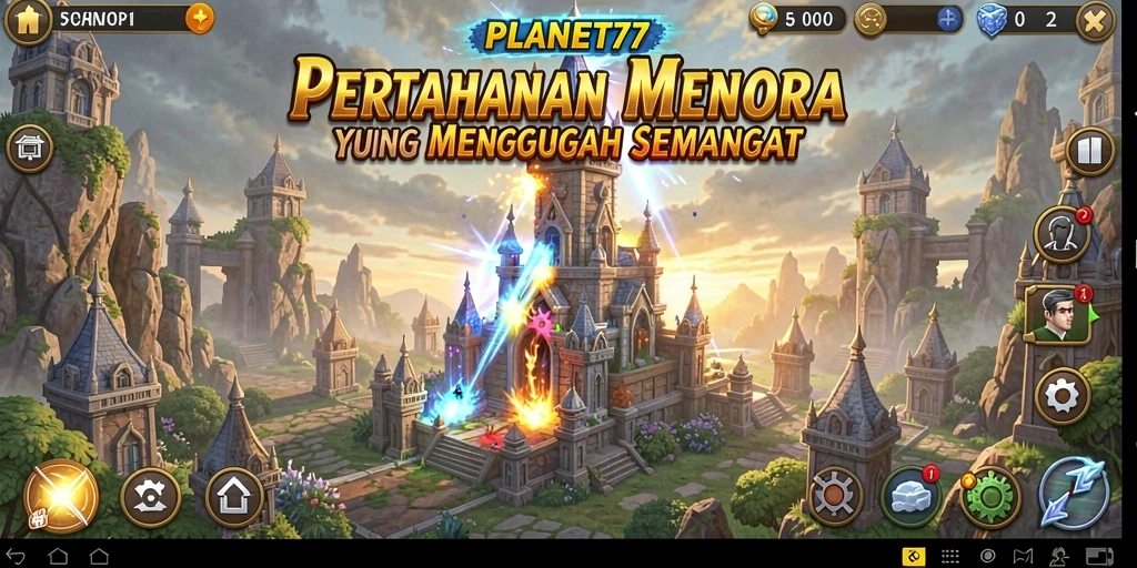 Tampak gameplay seru dan strategi dalam melindungi menara.