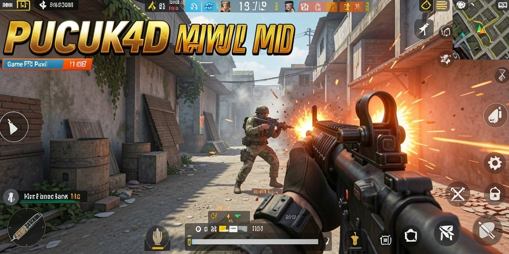 Screenshot utama PUCUK4D menampilkan aksi tembak-menembak yang mendebarkan.