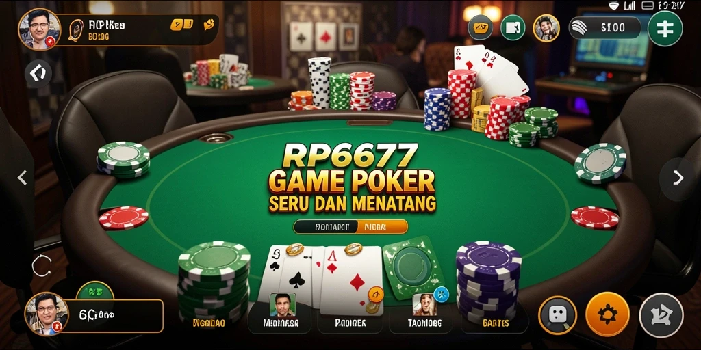 Tampilan permainan Poker yang mendetail dan menarik di RP6677.