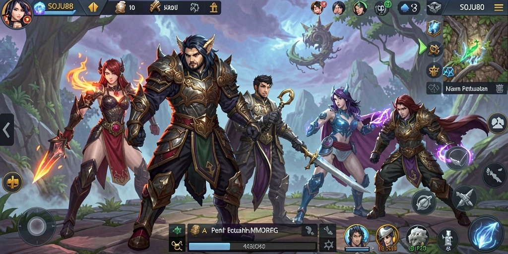 Tampilan gameplay menarik dari SOJU88 dengan karakter dan dunia MMORPG.