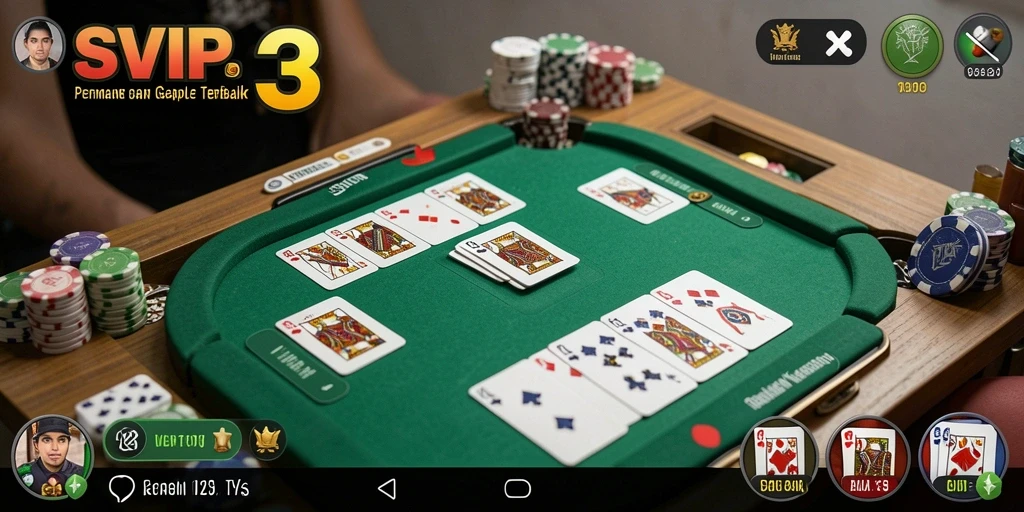 Screenshot gameplay gaple SVIP3 dengan visual yang menarik.