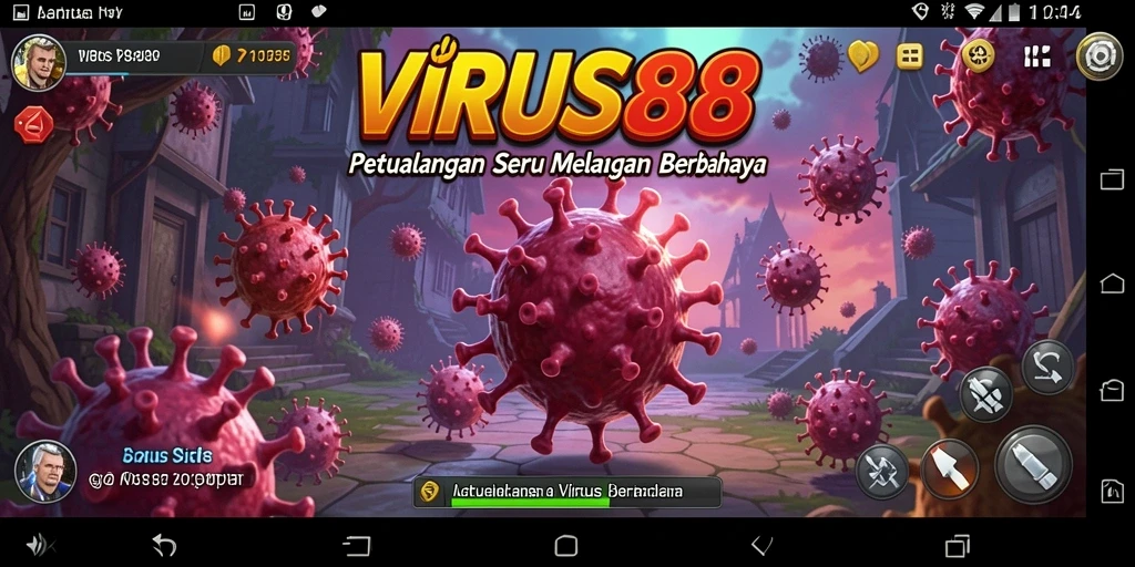 Tampilan gameplay seru dalam menghadapi virus di VIRUS88.