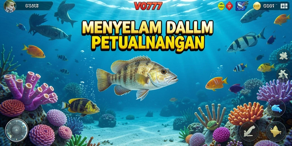Screenshot gameplay VO777 menampilkan momen seru saat menangkap ikan.