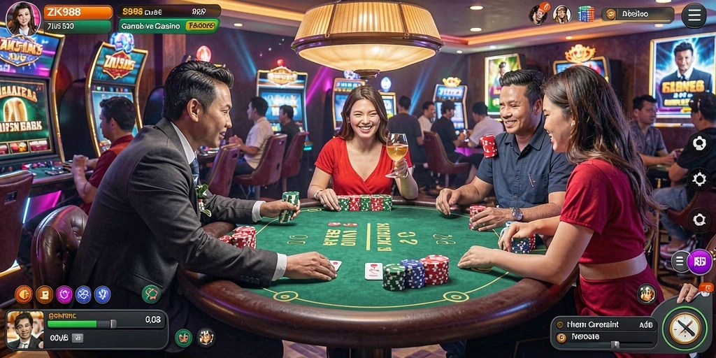Tampilan antarmuka ZK988 saat sesi Live Casino yang mendebarkan.