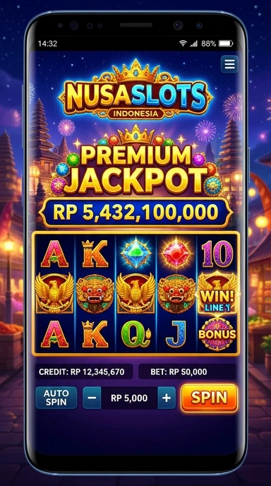 Tampilan antarmuka aplikasi Nusaslots yang sederhana dan intuitif.